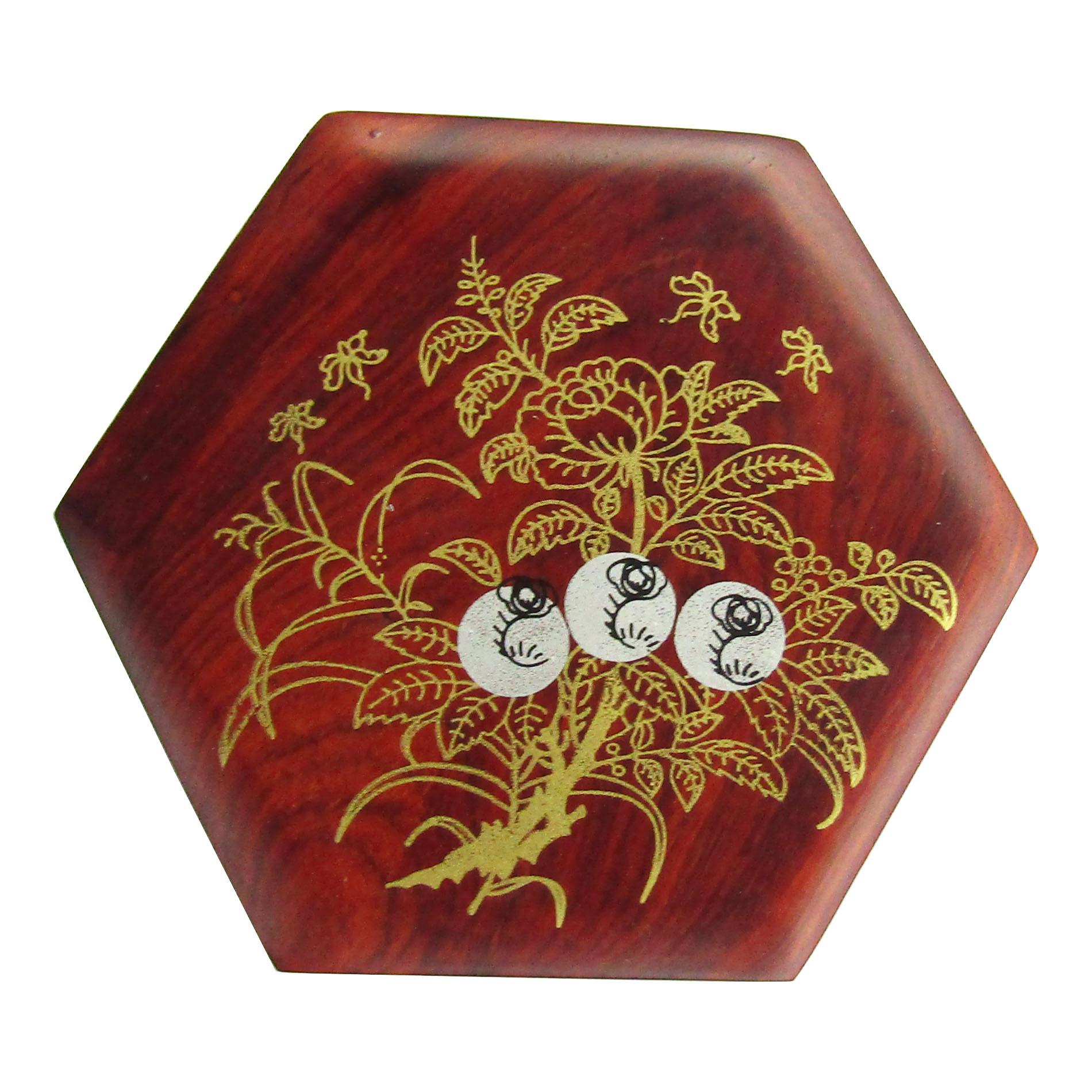 Hộp Trà Gỗ Hương In Hoa Cao Cấp