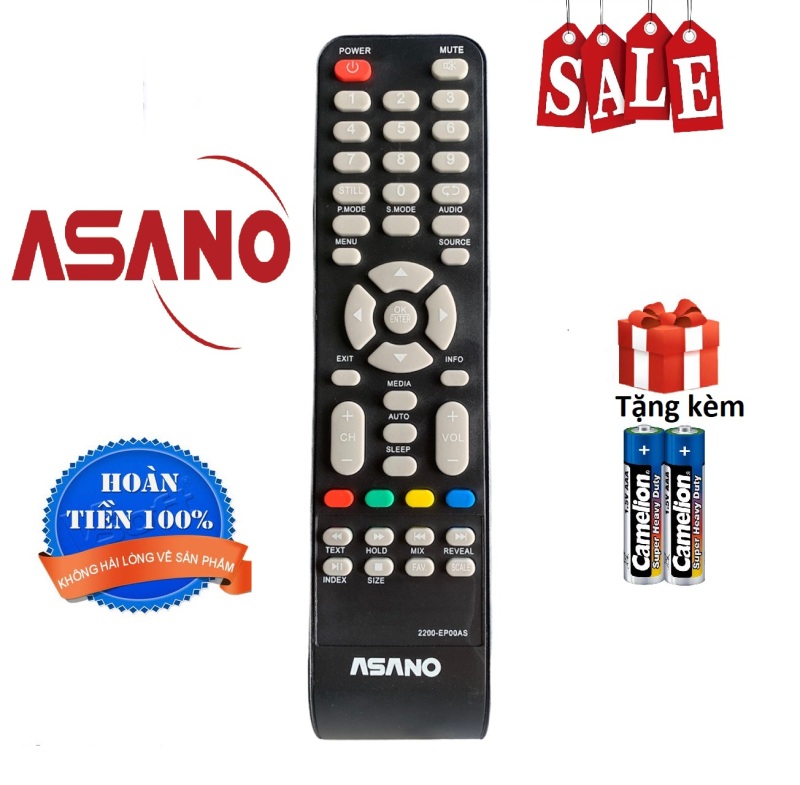 Bảng giá Điều khiển tivi Asano, remote tv Asano - Hàng chuẩn [ tặng kèm pin, bảo hành đổi trả 30 ngày ]