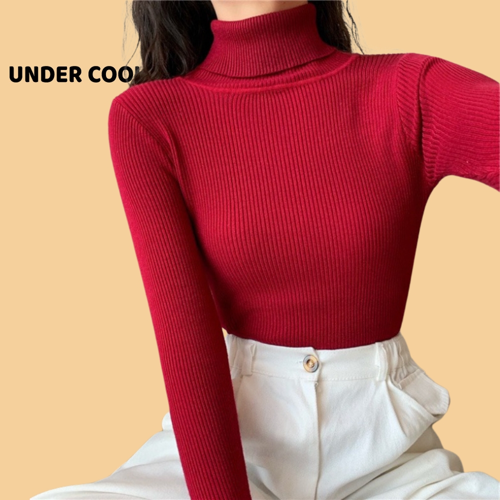 Áo Len tăm Cổ Lọ Nữ UNDERCOOL Len Gân Tăm Co Giãn Nhiều Màu sắc trẻ trung ADT02