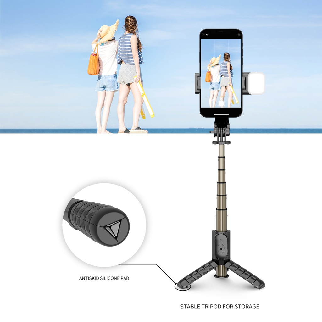 Gậy Chụp Ảnh Selfie Q10S Livestream 3 Chân Có Đèn Led Và Điều Khiển Từ Xa Bluetooth