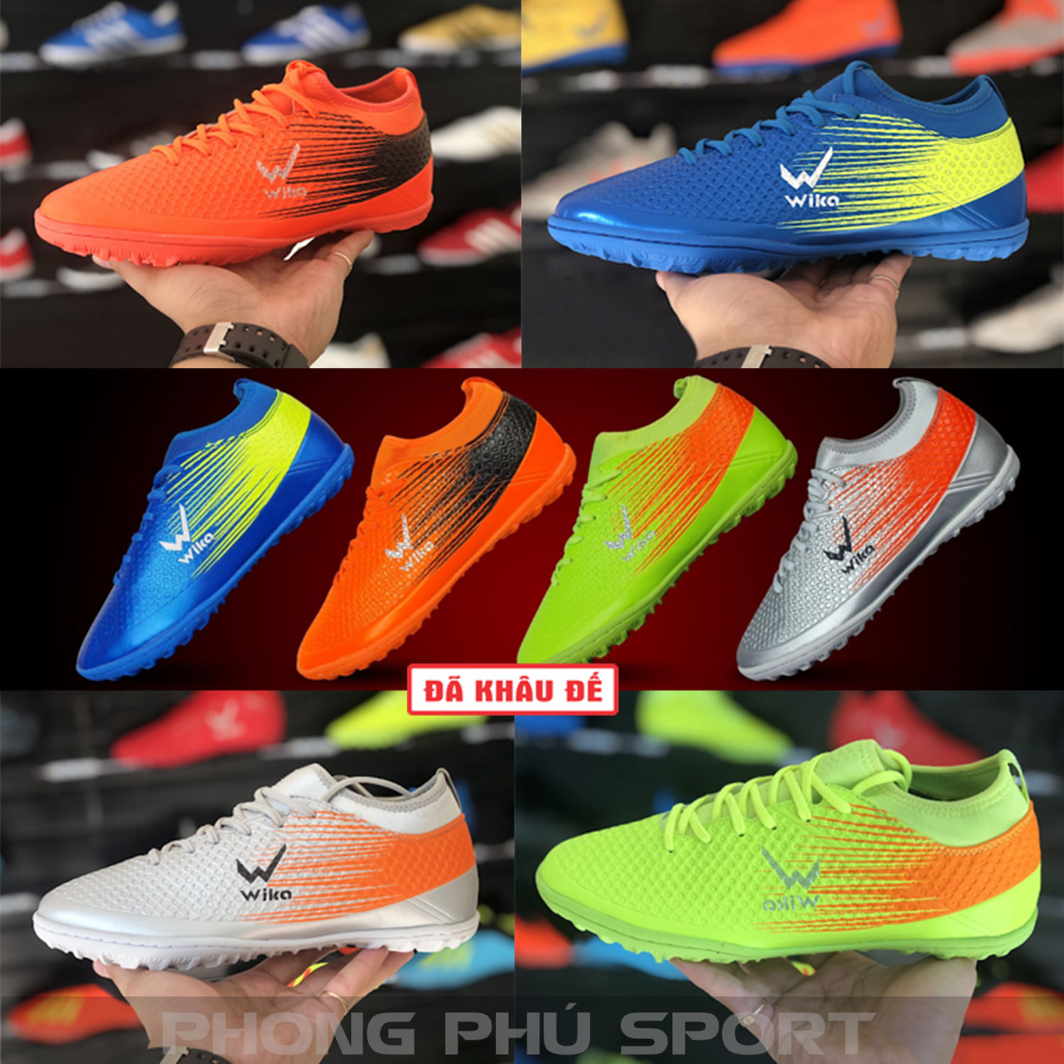 Giày Đá Bóng Wika Flash ⚡ Giày đá banh đinh TF sân cỏ nhân tạo Full Box