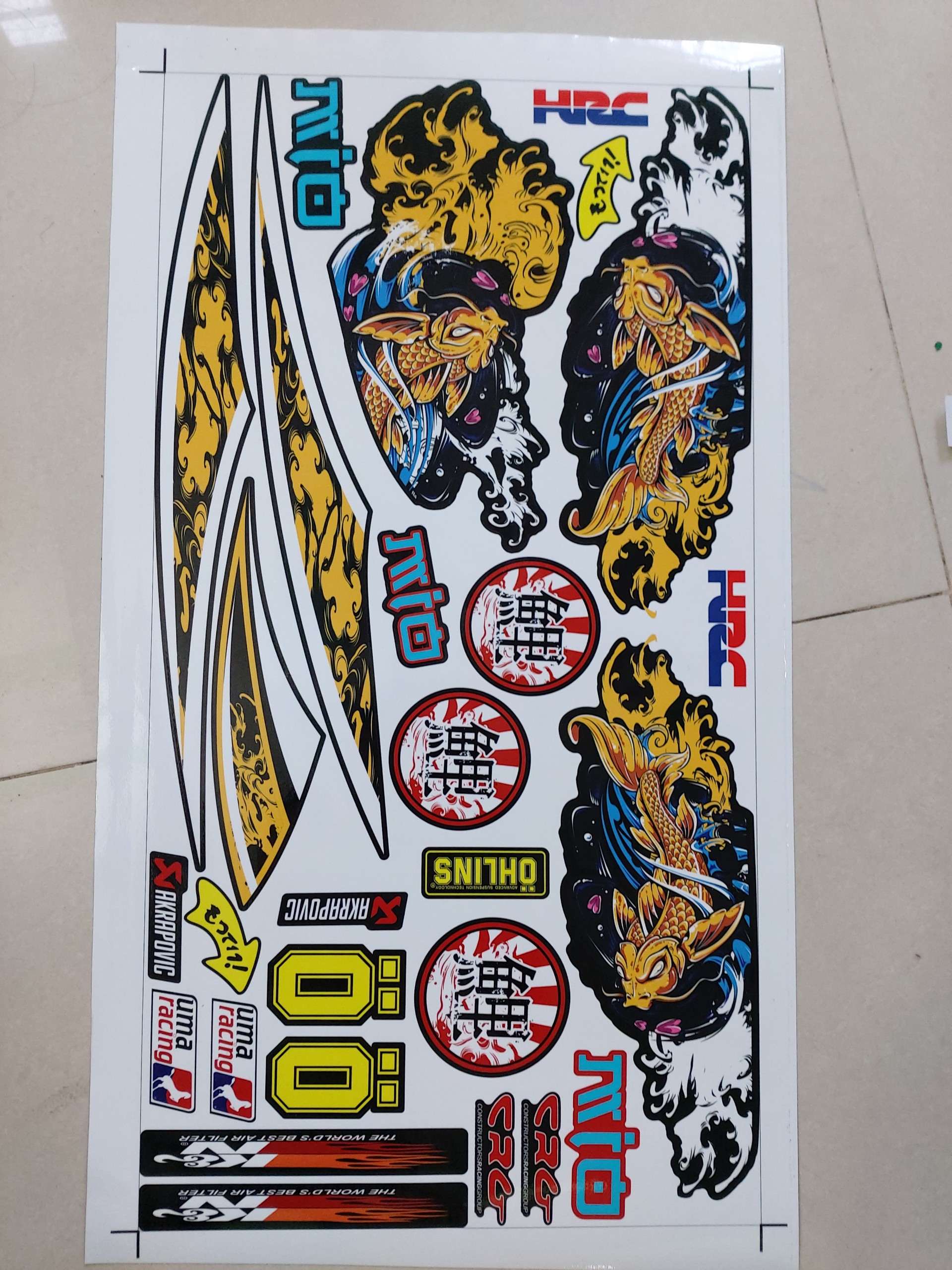 [HCM]Tem xe mio yamaha cá chép dán xe đen