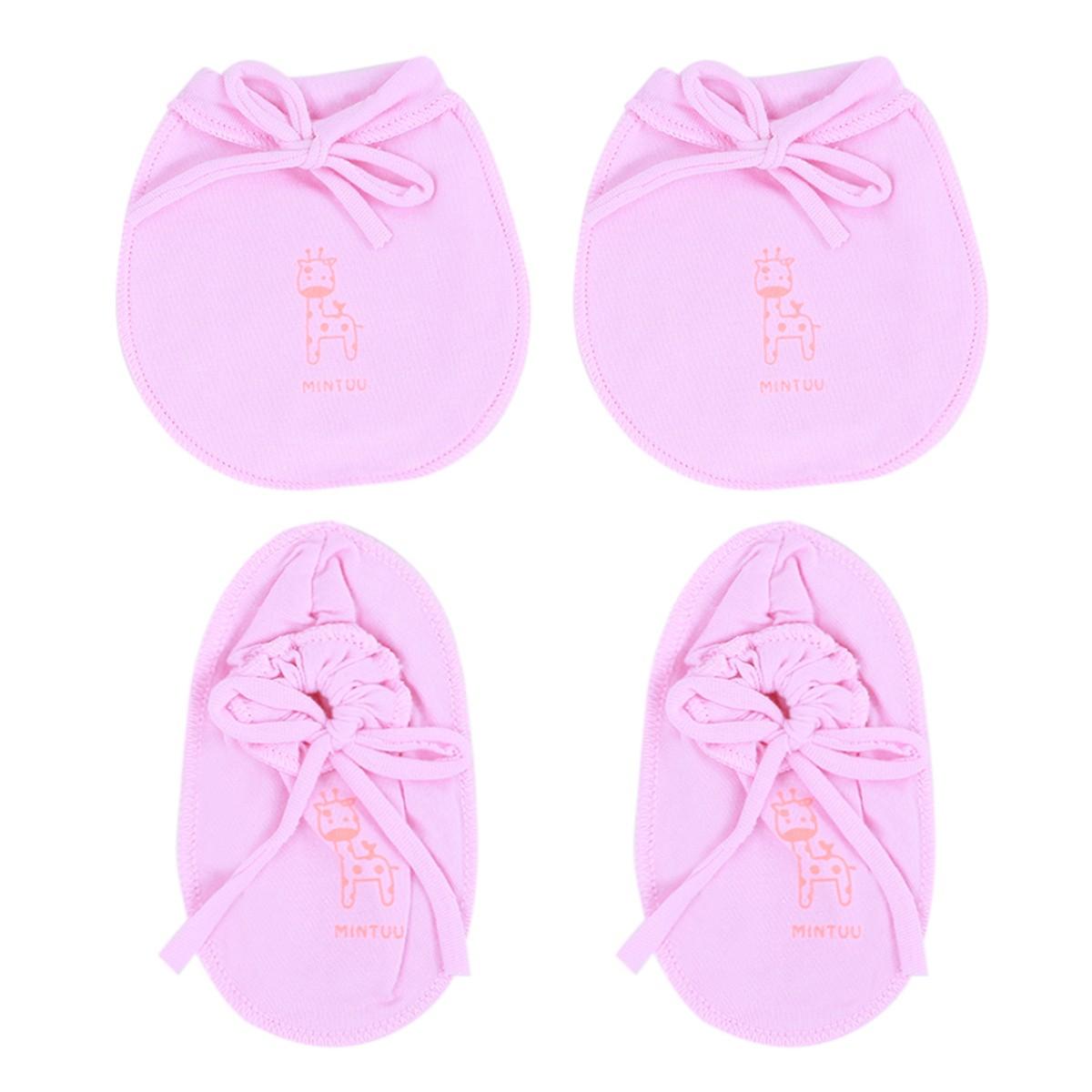 Combo 5 Đôi Bao Tay Bao Chân Cột Dây Sơ Sinh In Màu