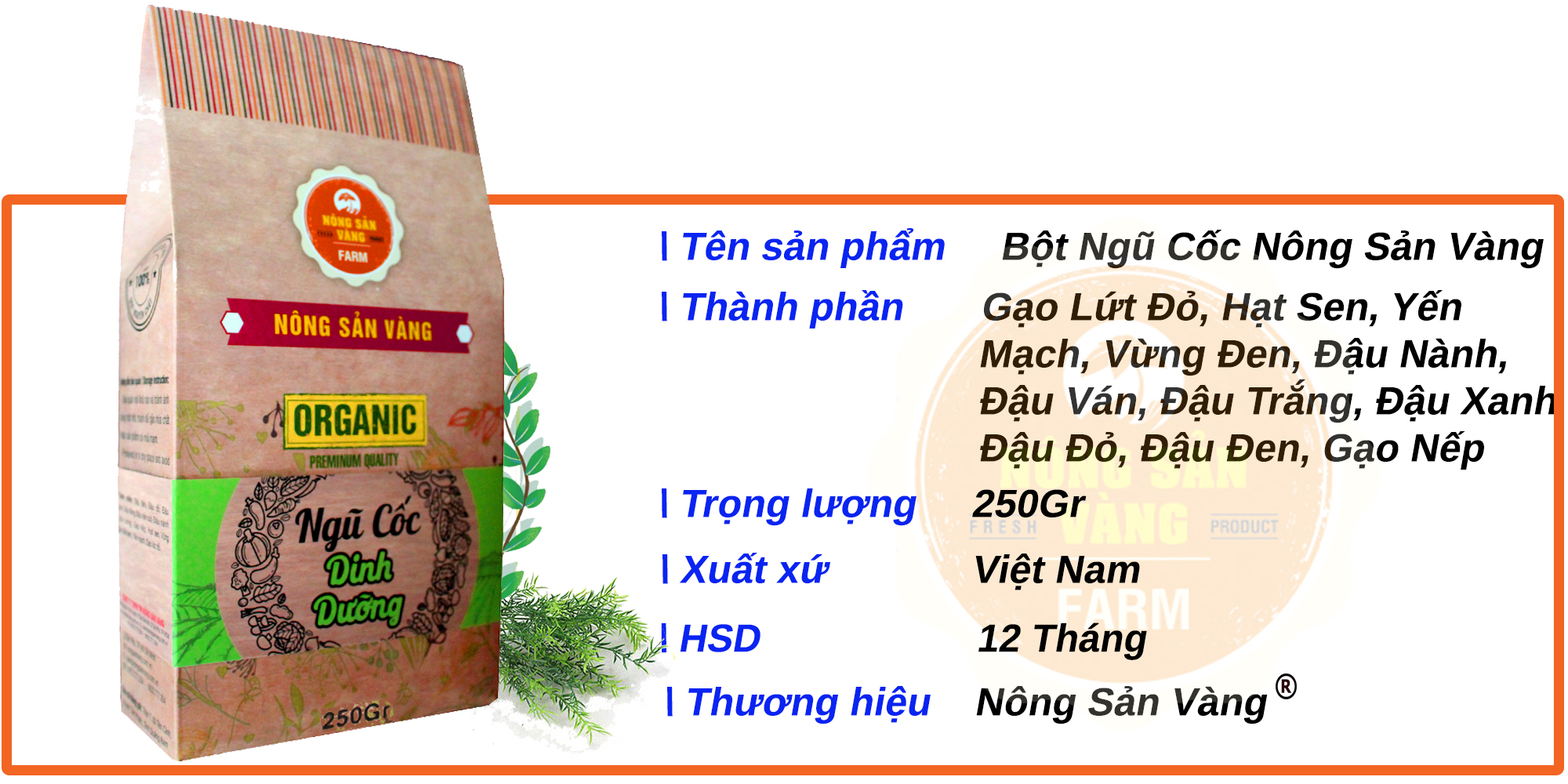 [HCM]Bột Ngũ Cốc giảm cân 250gr ( Nông Sản Vàng)