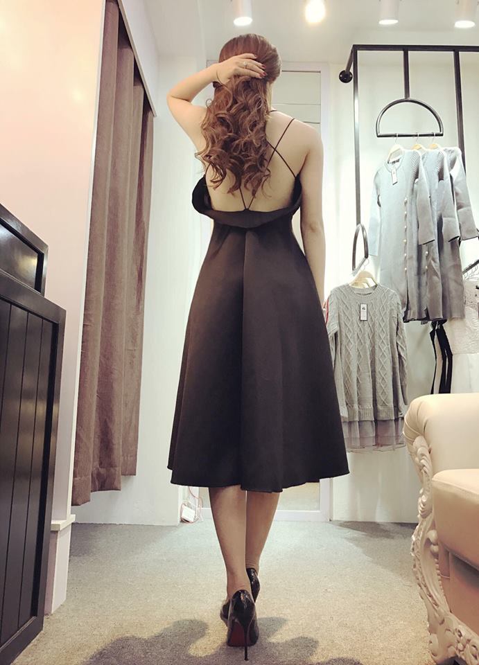 Đầm Xòe Hở Lưng Đan Dây Có Mút Ngực Chất Lụa Satin Thích Hợp Mặc Đi Tiệc Đi Làm Đi Chơi