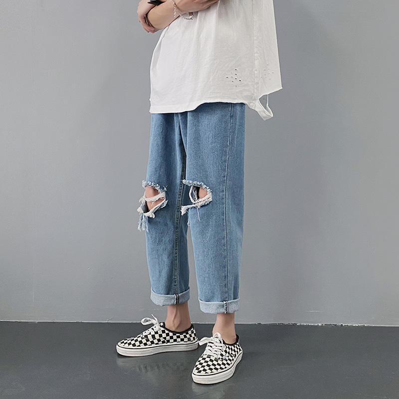 Quần jean baggy nam nữ ống rộng - Jean wash phong cách hàn quốc