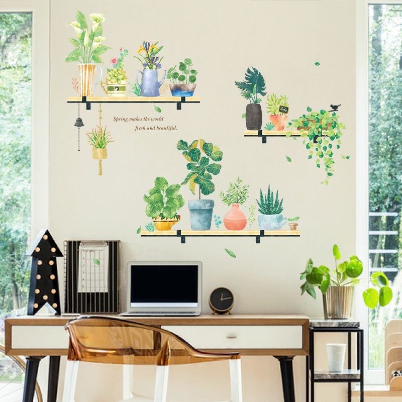 Decal dán tường kệ cây 02