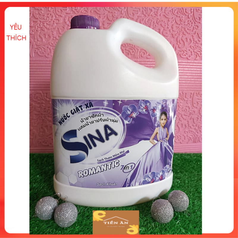 (freeship)Nước giặt xả quần áo SINA 7 in 1 3000ml (Màu tím)