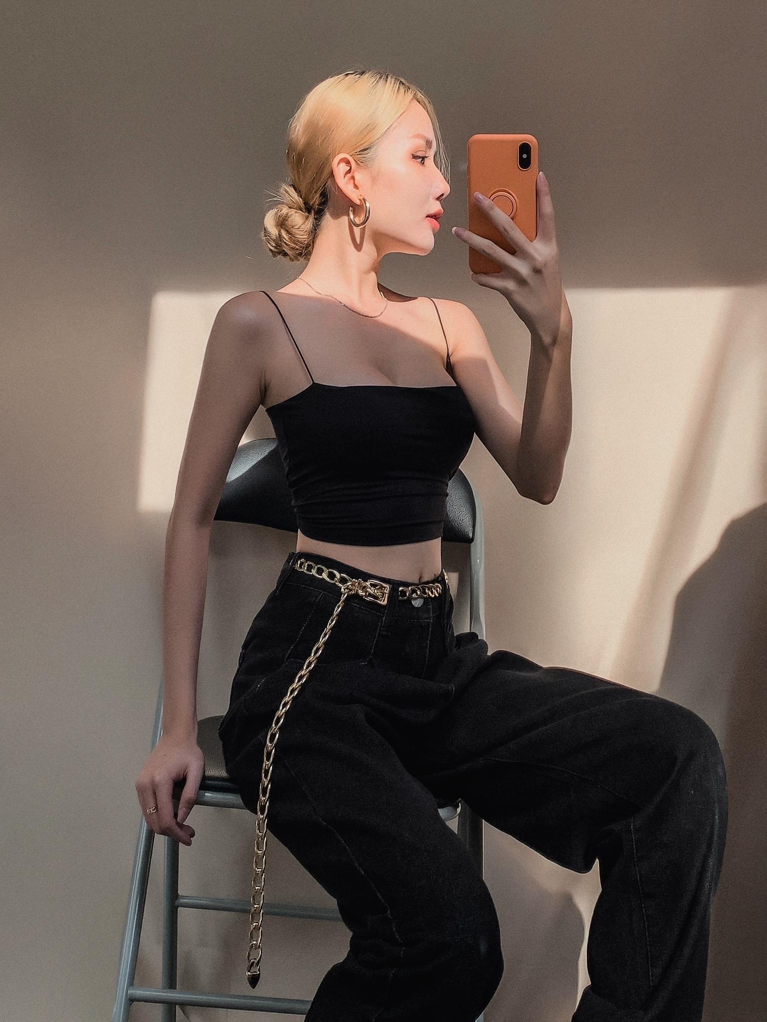 EIGHTYK Áo Croptop Hai Dây Mảnh Trơn