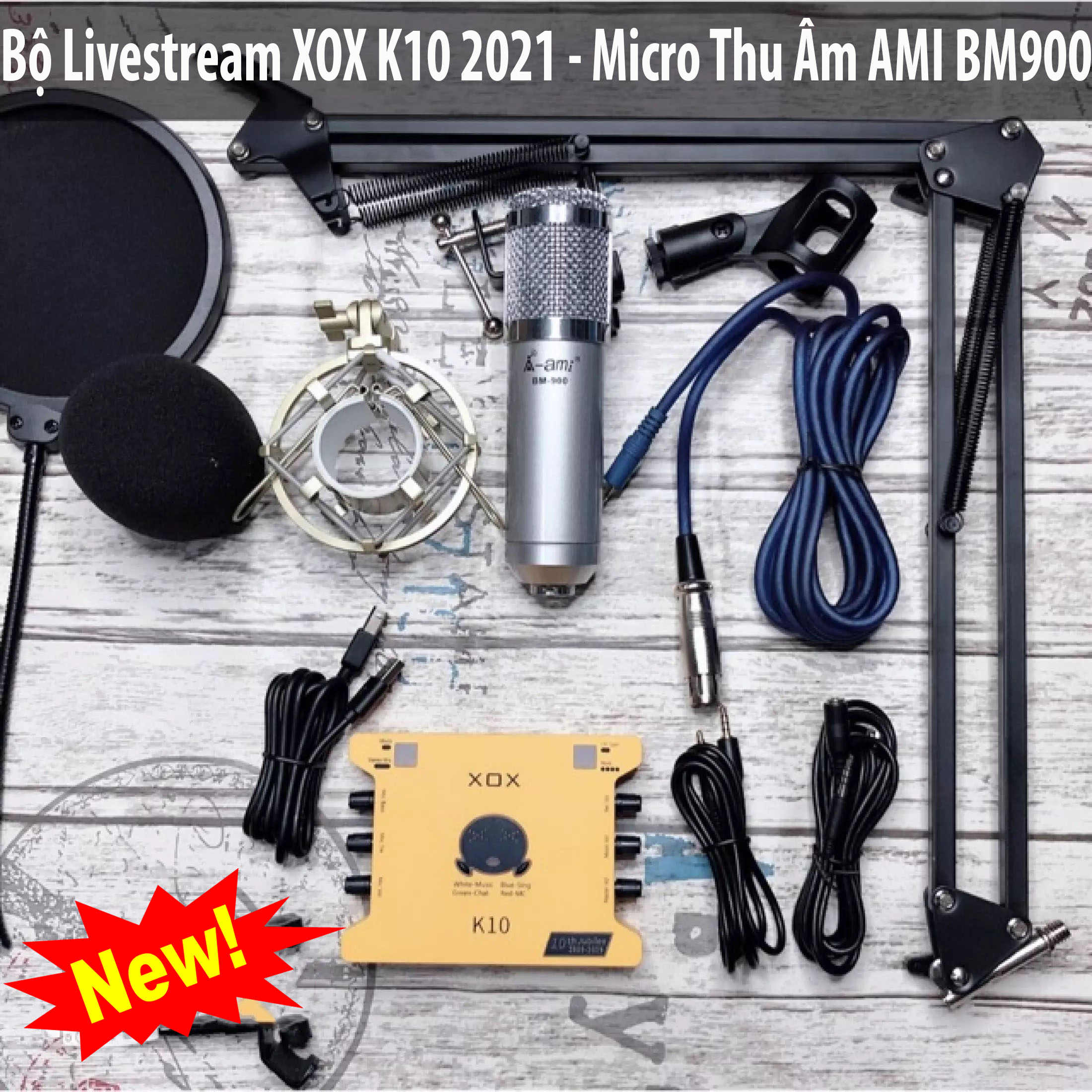 [ PHIÊN BẢN MỚI NHẤT 2023 ] Combo SoundCard XOX K10 ( 10th jubilee ) - Micro Thu Âm Ami BM900 Live Stream Karaoke Oneline Tại Nhà Chuyên Nghiệp , Combo Thu Âm + Full Phụ Kiện Phục Vụ Cho Ca Hát.Tự Biến Mình Thành Ca Sĩ Chuyên Nghiệp , BH 12T