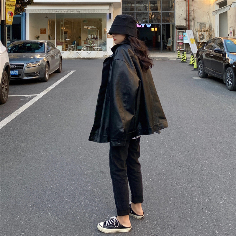 [SẴN] AK30_ÁO KHOÁC DA OVERSIZE ULZZANG CÁ TÍNH