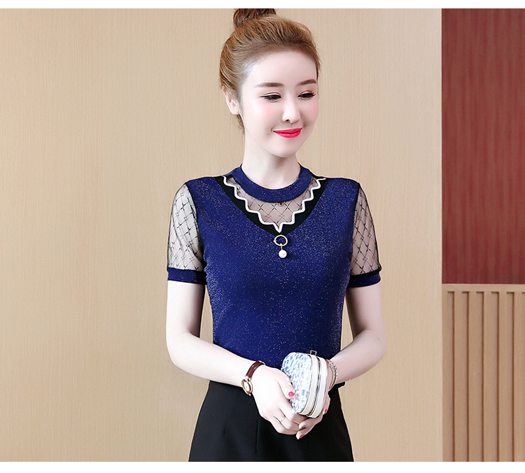 Áo kiểu  nữ trung niên pha ren - áo sơ mi ren