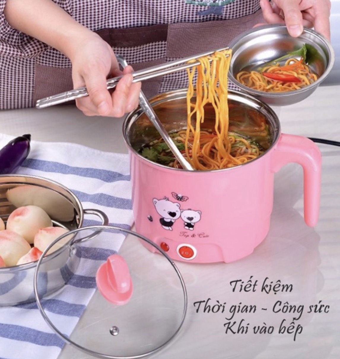 Ca nấu mì/ nồi nấu mỳ siêu tốc mini 2 lớp 18cm