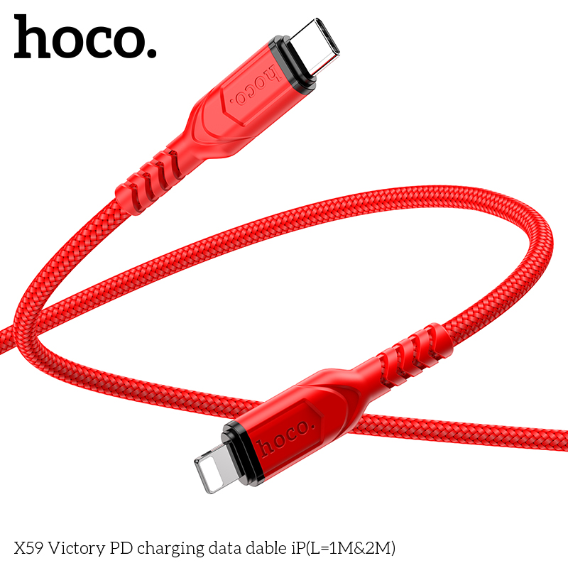 Cáp sạc dây dù Hoco X59 TypeC to TypeC 60W / TypeC to Lightning 20W dài 1M (Màu Random) - Nhất Tín Computer