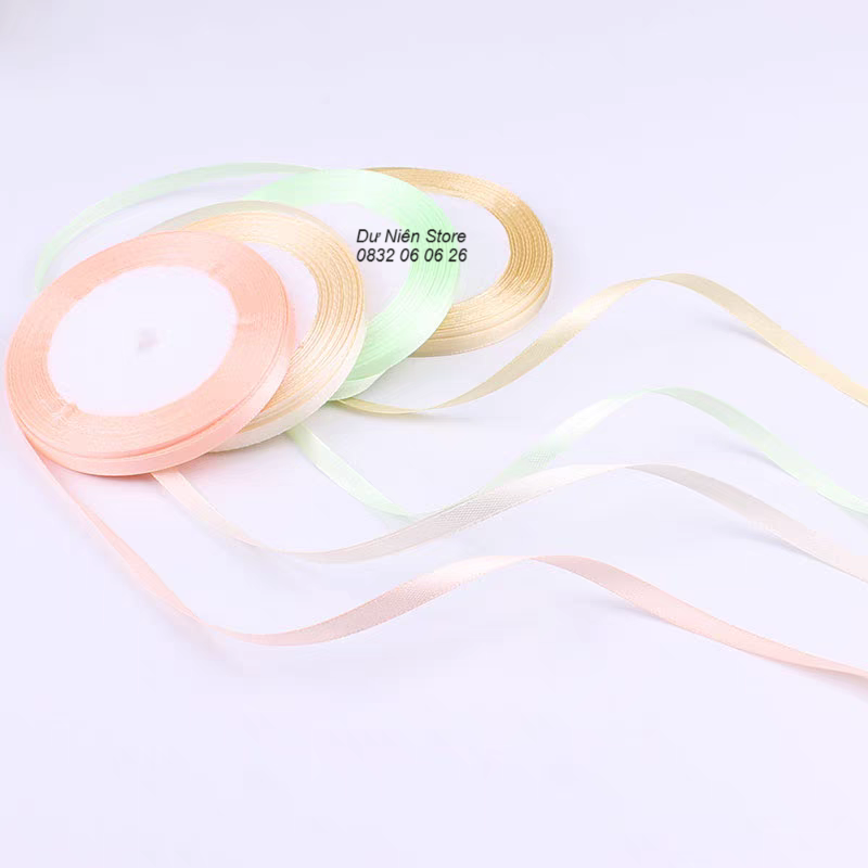 Ruy Băng Lụa 5ly (6mm) Đủ Màu Cuộn 22 Yard.