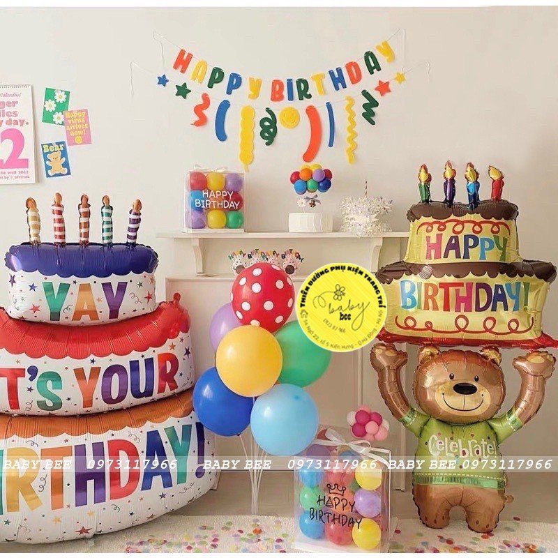 Bóng bánh sinh nhật 3 tầng size đại