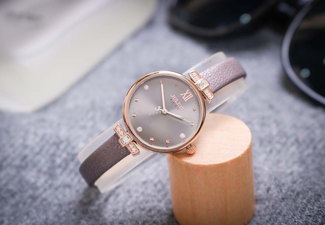 Đồng hồ nữ Julius Hàn Quốc JA-1204B dây da (Xám)