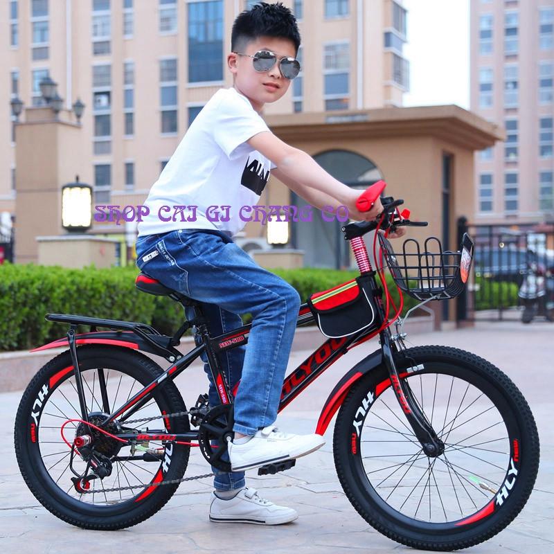 XE ĐẠP ĐỊA HÌNH CHO NAM TỪ 8 ĐẾN 12 TUỔI SIZE 24INCH KÈM GIỎ VÀ GÁC BAGA