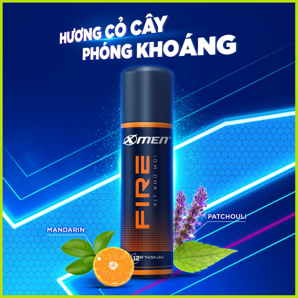 Xịt khử mùi Xmen 150ml wood/fire