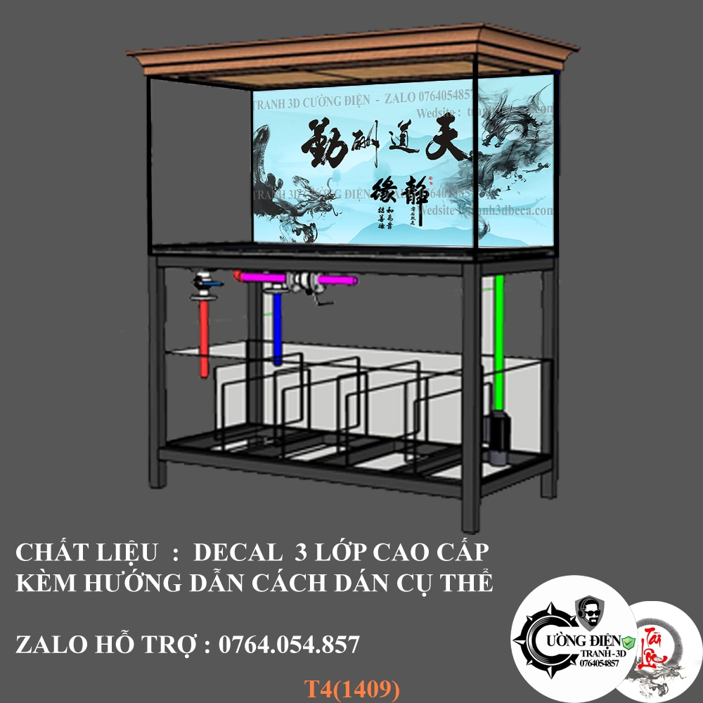 [Tặng Đồ Dán+Sticker] tranh 3d bể cá-1410