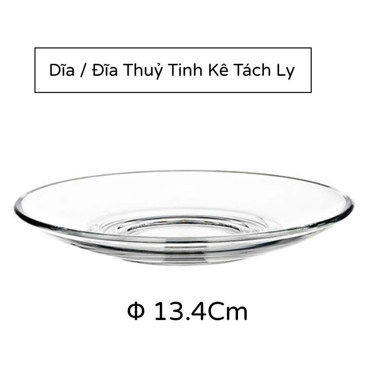 Bộ 6 Dĩa Lót Ly Thuỷ Tinh / 6 Đĩa Lót Cốc Thuỷ Tinh Diameter 13.4 cm Cao Cấp