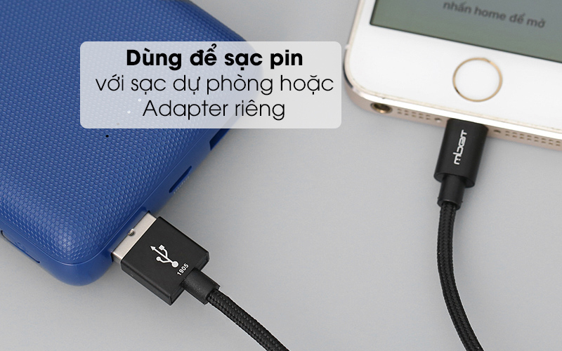 Cáp Lightning MFI 1 m Mbest DS641-WB Đen ( Like New )