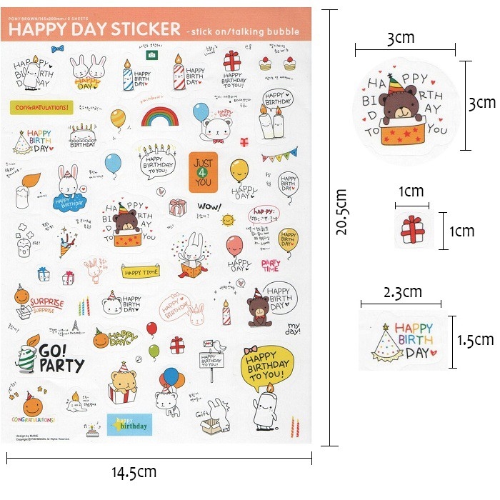 Set Sticker Hàn Quốc Happy Day Siêu Cute