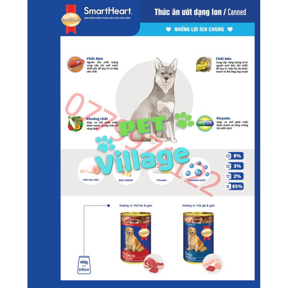 Pate lon smart heart cho chó 400gr