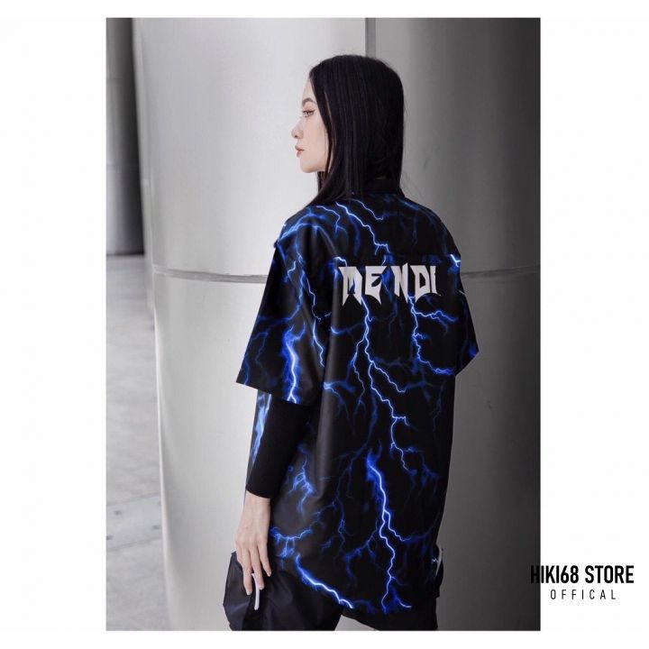 Áo Sơ Mi Tay Lửng Menden Sấm Xét Thunder Phản Quang Fulltag Lụa Mềm 100%