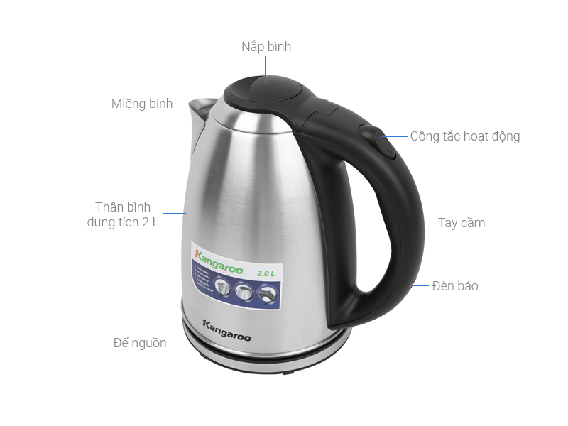 [HCM]Bình đun siêu tốc Kangaroo 2 lít DST018