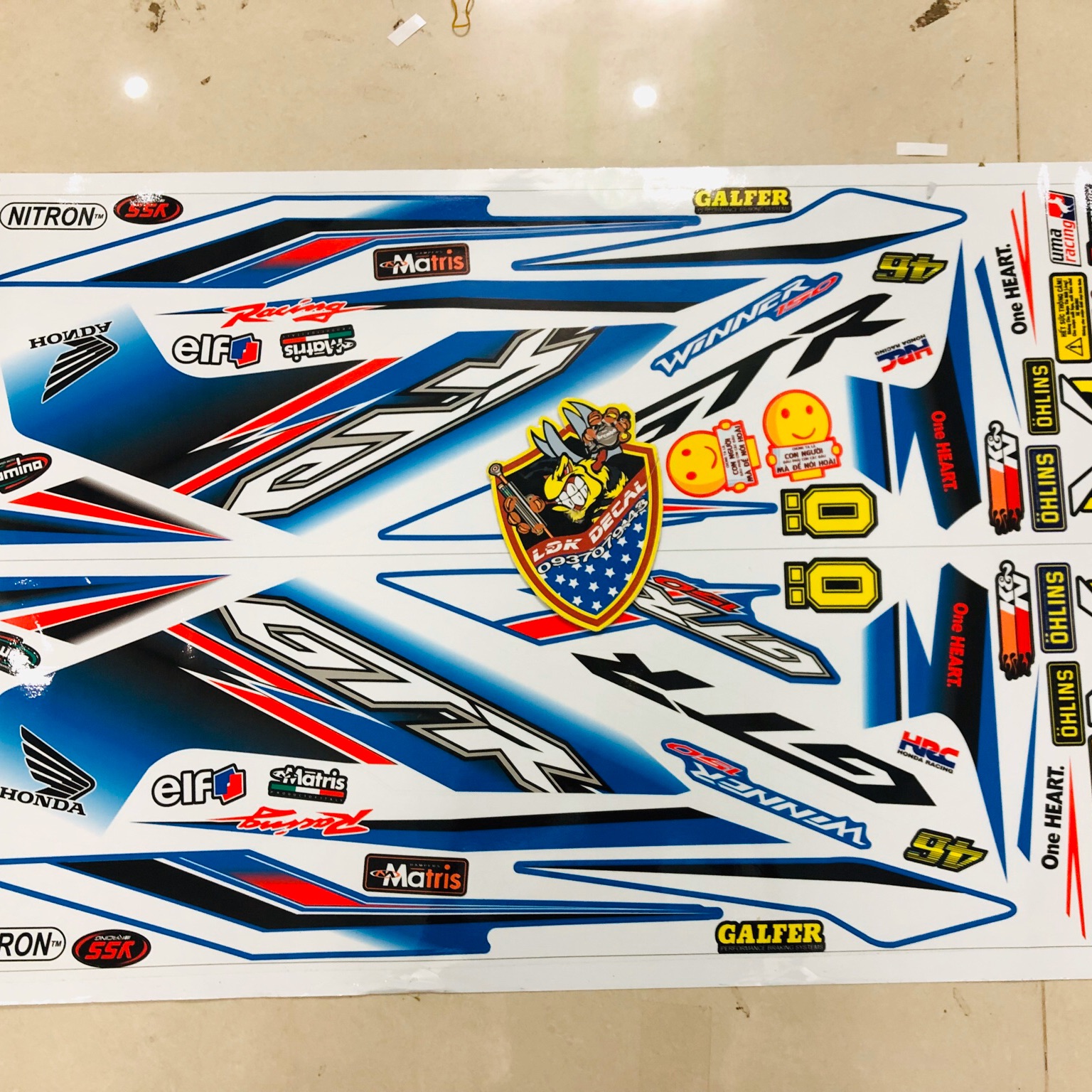Tem rời winner GTR dán xe xanh