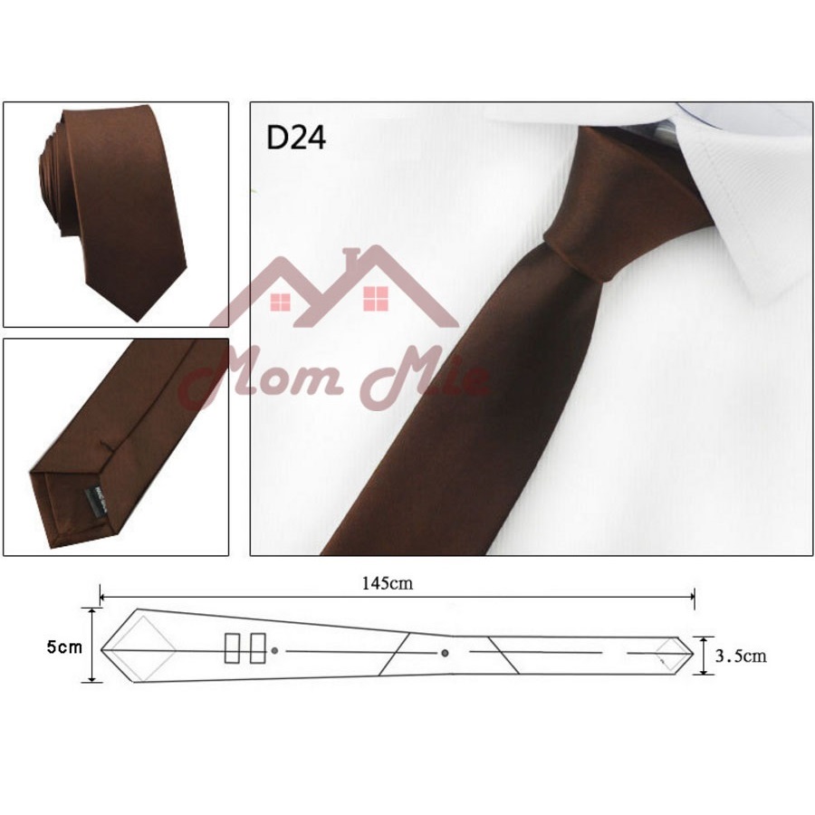 [HCM]Cà vạt nam bản nhỏ 5cm - THẮT SẴN hoặc TỰ THẮT (Đen, Nâu, Đỏ, Xanh biển) dành cho nam nữ