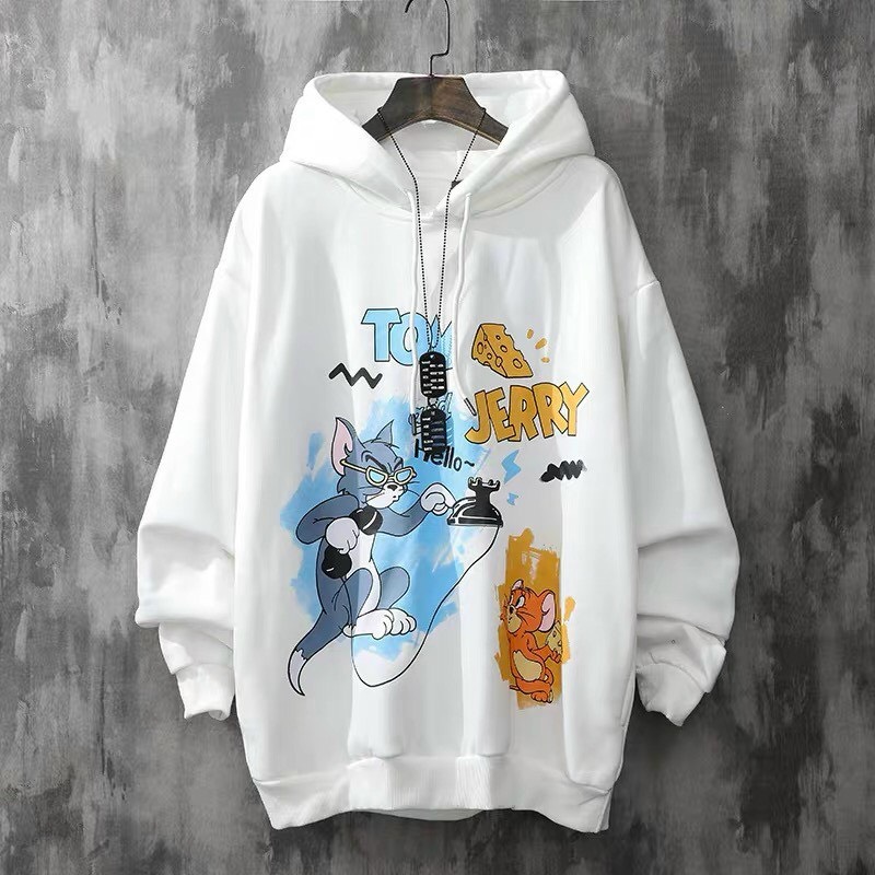 Miễn Phí Vận Chuyển-Áo Khoác Hoodie Nam Nữ Phối Họa Tiết Phong Cách Hàn Quốc(có ảnh thật)