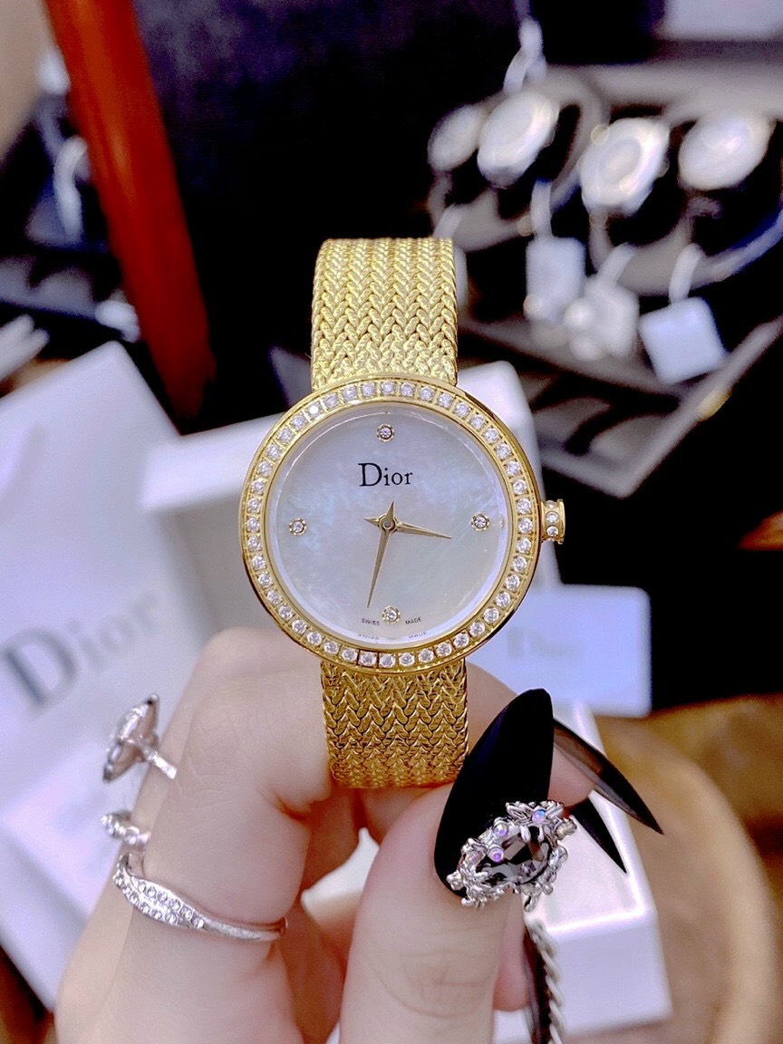 Đồng Hồ Nữ DR Diorr quai lụa mặt khảm trai - Việt Dũng Store