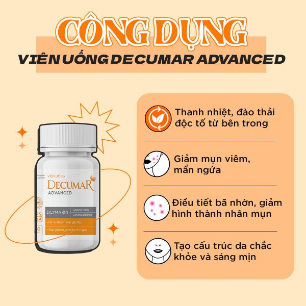 Viên uống Decumar Advanced (ngừa mụn, sáng da) (Lọ 30 viên)