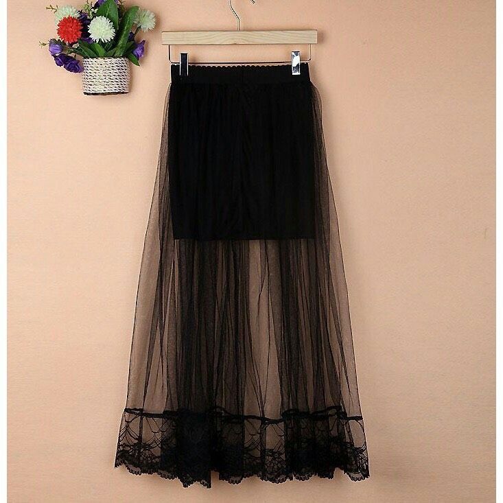 VÁY LƯỚI CÔNG CHÚA PHỐI LAI REN LƯNG THUN(na)