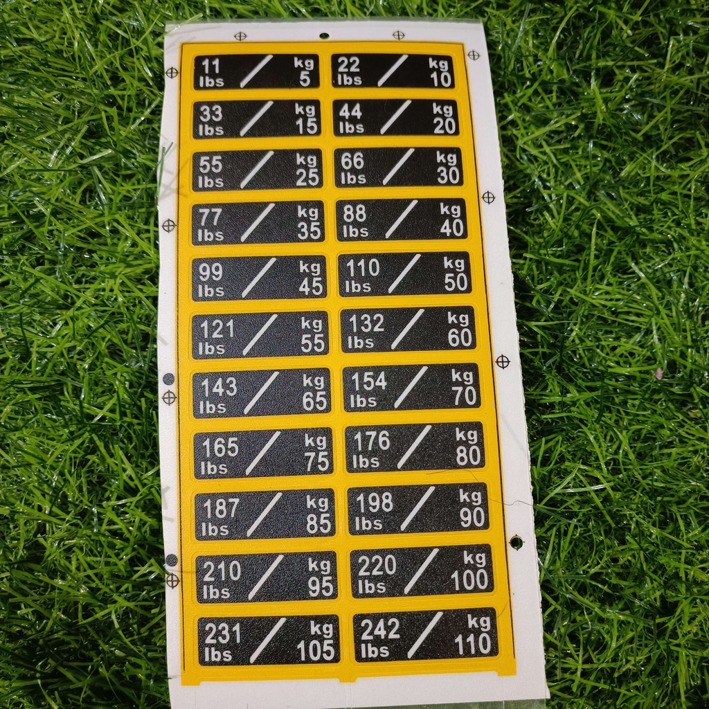 Tem dán tạ khối - Decal số cân cho máy tập Gym (5kg - 150kg)