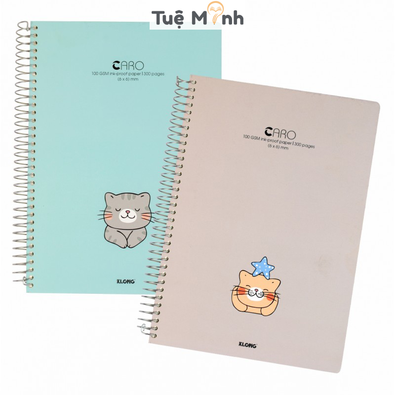 Sổ A4 300 trang caro 6x6 mm lò xo đơn Klong MS 591 tập vở bìa Doodle dễ thương VPP KLONG