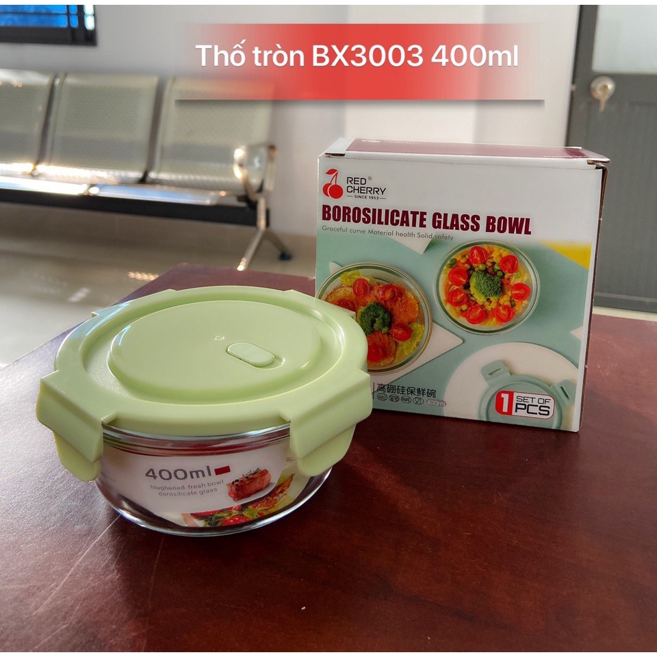 [HCM]Hộp cơm tròn thủy tinh 400ml đựng thực phẩm BX3003