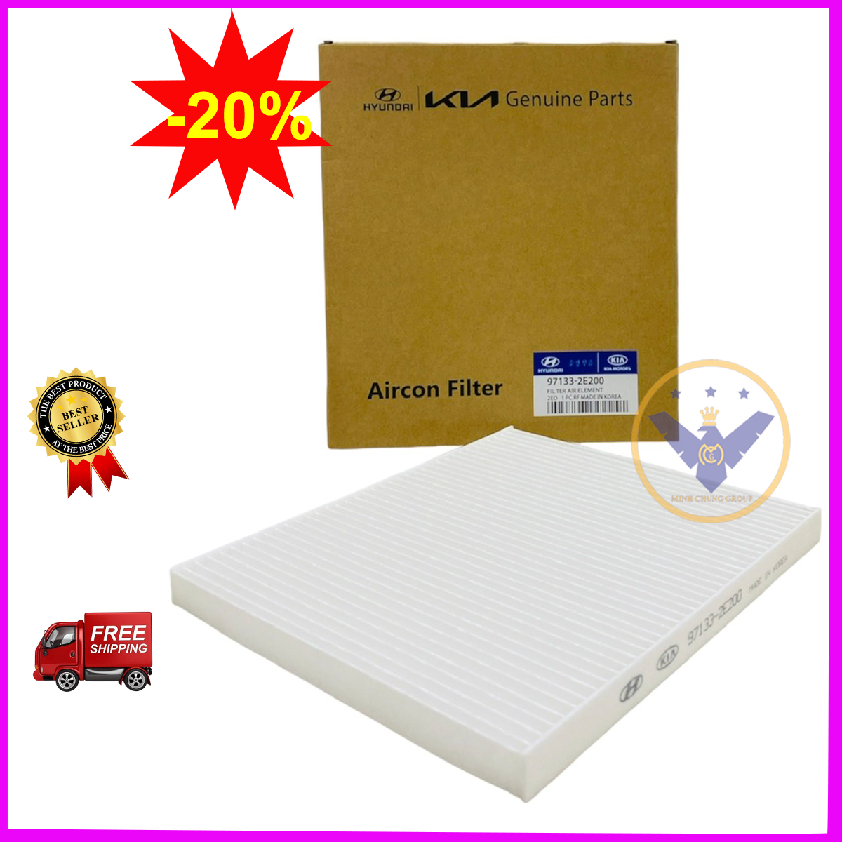 Lọc gió máy lạnh điều hòa KIA Rio, Caren, F0rte, Sportage - 97133-2E200