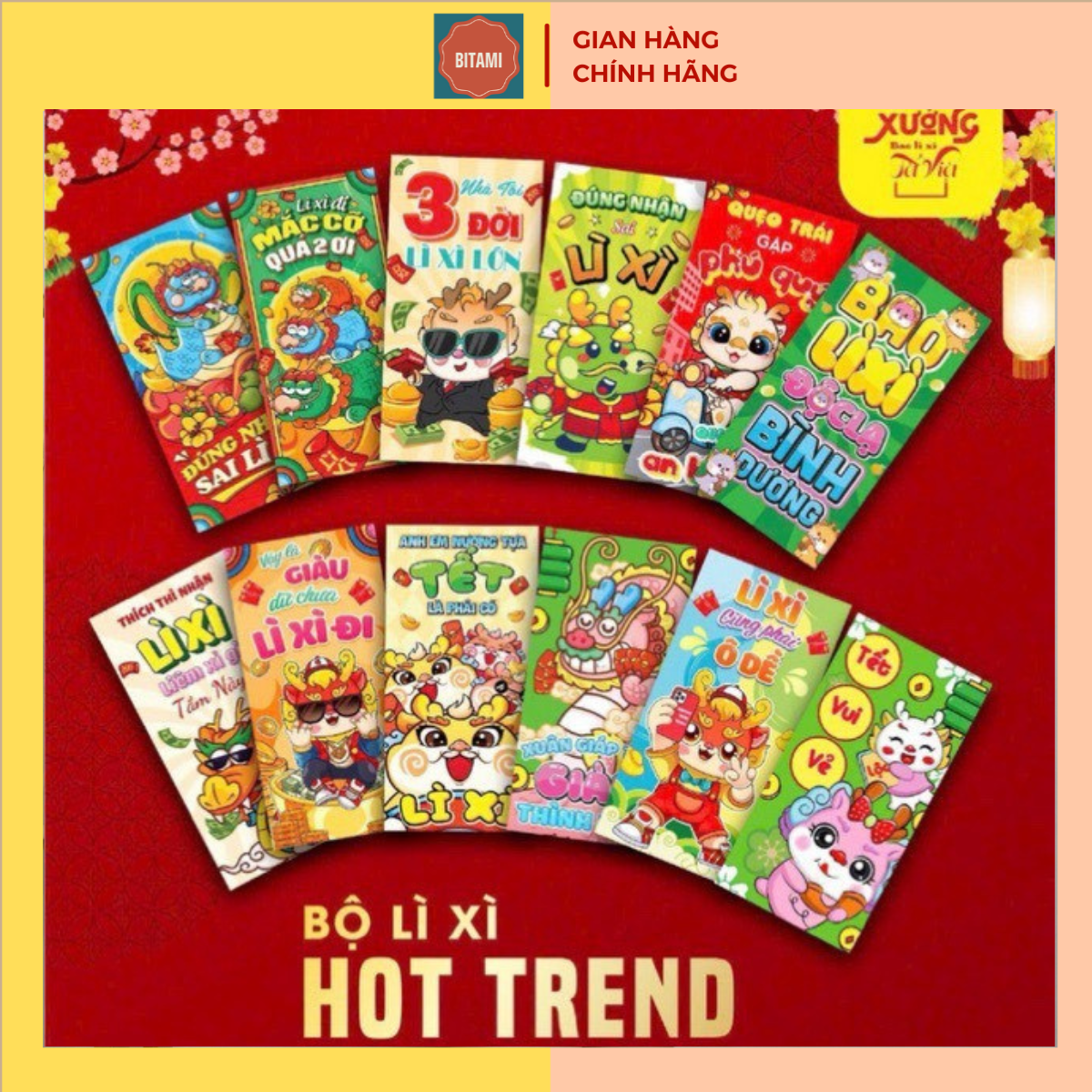 Bao lì xì rồng tết 2024 hot trend, bao lì xì sỉ giá rẻ bitami