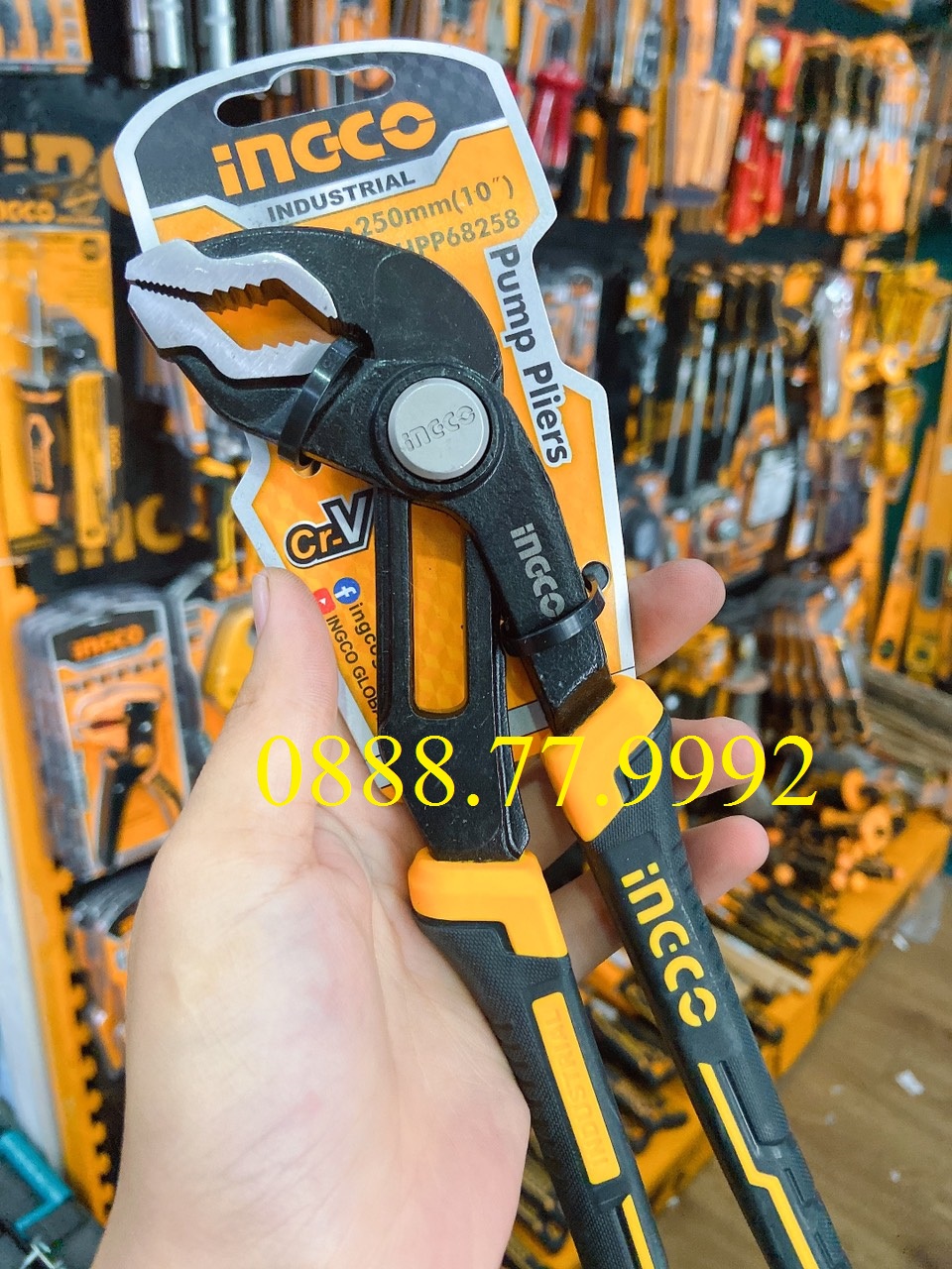 Kềm bơm nước Ingco HPP68258 | kìm đồ nghề dùng thép CrNi kích thước 10"/ 250mm kiểu mở nhanh, kẹp mở 45mm đầu kềm đánh
