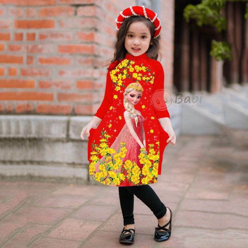 [HCM]ÁO DÀI CÁCH TÂN BÉ GÁI CÔNG CHÚA ELSA DỄ THƯƠNG ( TẶNG KÈM MẤN ĐỘI ĐẦU )