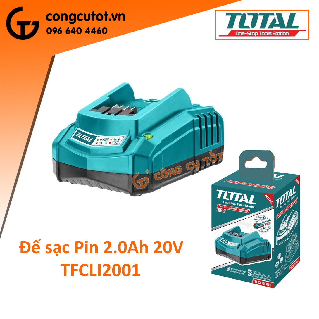 Đế sạc pin 20V Lithium-ion INGCO FCLI2001, TOTAL TFCLI2001