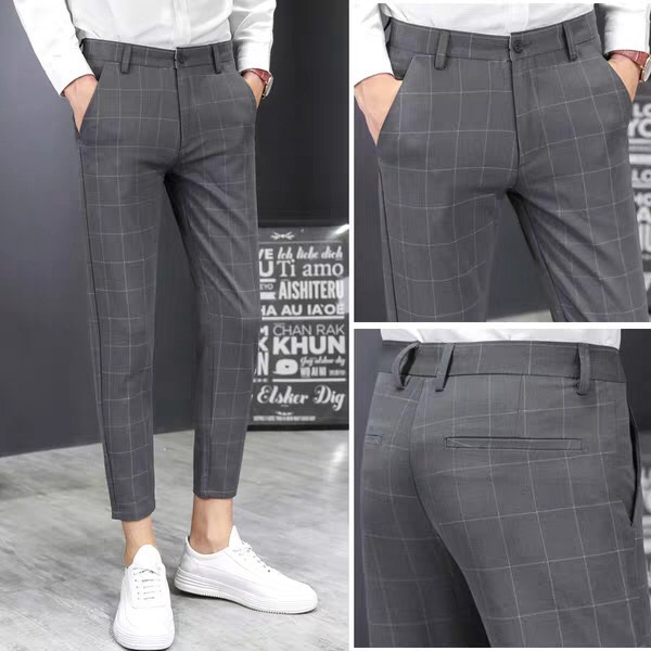 Quần tây âu nam sọc caro kiểu dáng Hàn Quốc thời trang cao cấp JULYSHOP94 B227