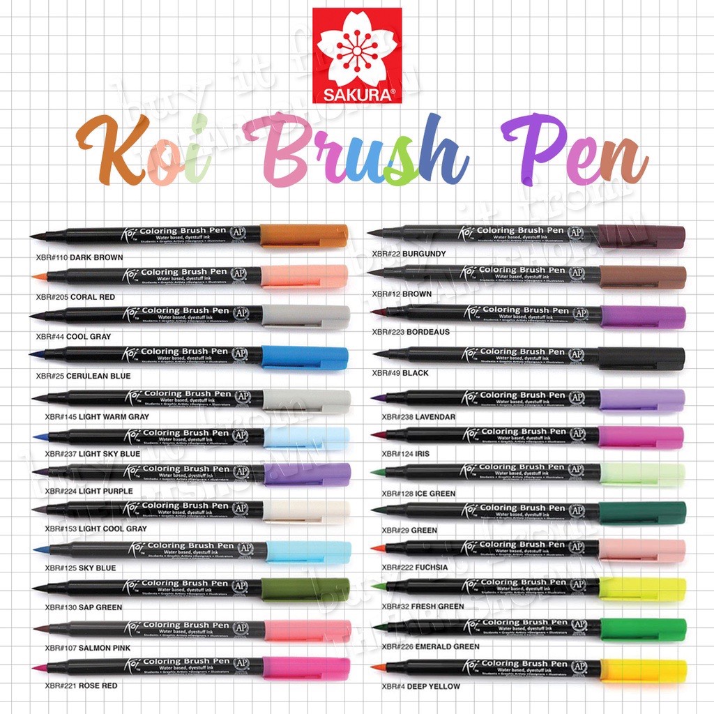 (P2) Bút cọ thư pháp màu nước SAKURA (Bán lẻ) - SAKURA KOI Coloring Brush Pen