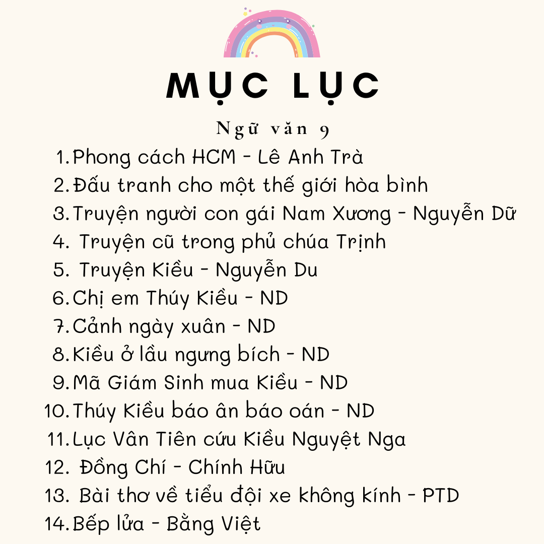 Sticker ngữ văn 9, tiêu đề văn học 9 ( Set 5 tấm sticker) | AIMÉE