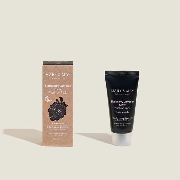 [Hàng có sẵn] Mặt nạ đất sét thuần chay Mary&May Blackberry Complex Glow Wash off Pack [Glow Beauty]