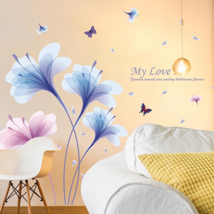 Decal dán tường hoa màu tím My Love is Sticker Tranh Dán Tường XL8262- Decal dán tường cây xanh ,Decal dán tường hoa lá