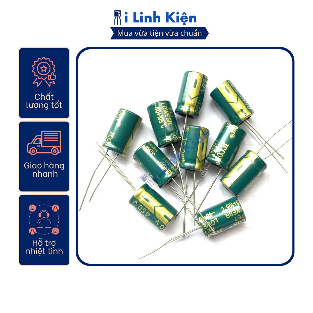 Tụ hóa 10UF 450V chất lượng tốt combo 10 con.